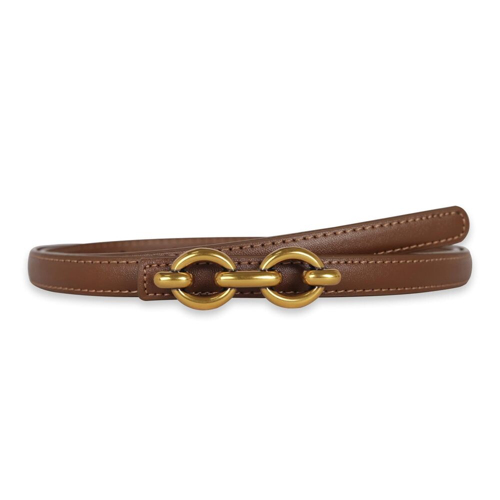 4656 Women's Fashion Classic Metal Buckle Leather Belt With Jeans
